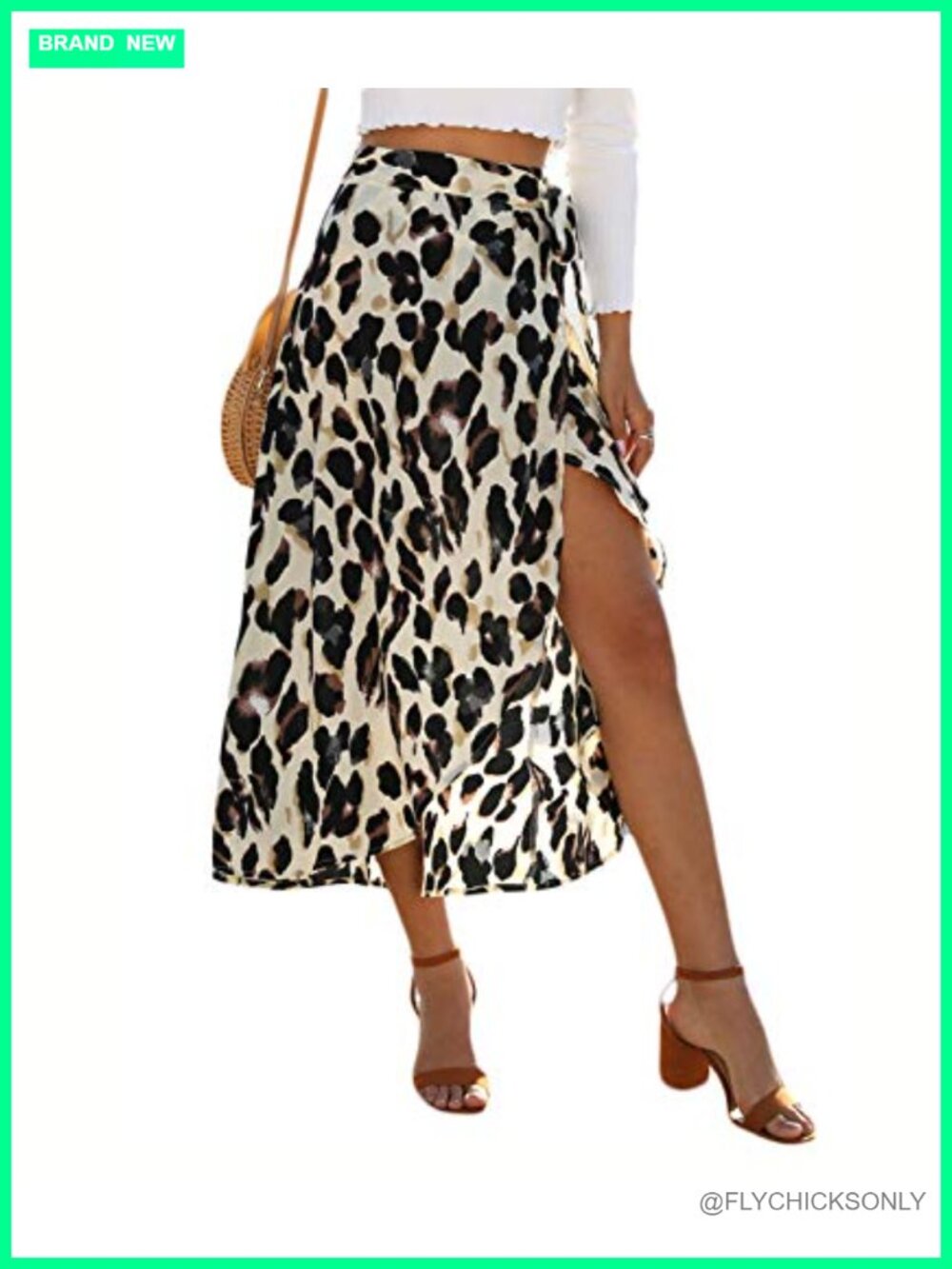 Women's Boho Leopard Wrap Skirt High Low Split Midi Beach Cover Up